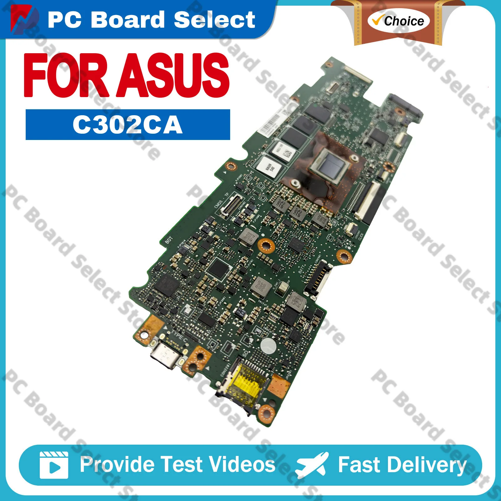 C302CA Laptop Motherboard For ASUS Chromebook C302CA C302C Notebook Mainboard With  I3 I5 I7 CPU 100% tests OK fast shipping stk