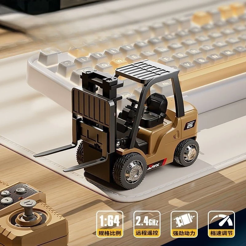 1/64 RC Legering Heftruck Techniek Voertuigen Model Collectie Mini Afstandsbediening Simulatie Vrachtwagens Auto Speelgoed Voor Jongen Volwassenen Gift