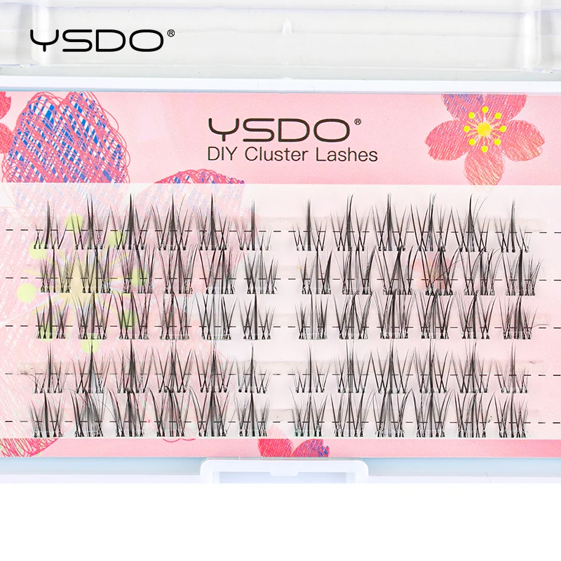 Ysdo-粘着性のつけまつげ,個々の天然まつげ,シングルクラスターのセグメント,コミックまつげエクステ,接着剤フリー,目を拡大