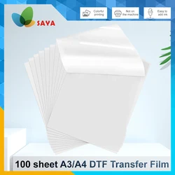 50/100 Uds película DTF A3/A4 película adhesiva de doble cara transferencia impresión de película DTF, 50/100 hojas de papel de transferencia de calor DTF PET