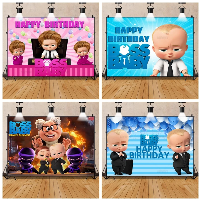 

Disney Boss Baby Movie Children's Birthday Party Background Room Decoration Baby Shower Backdrop Photography Studio Banner Props