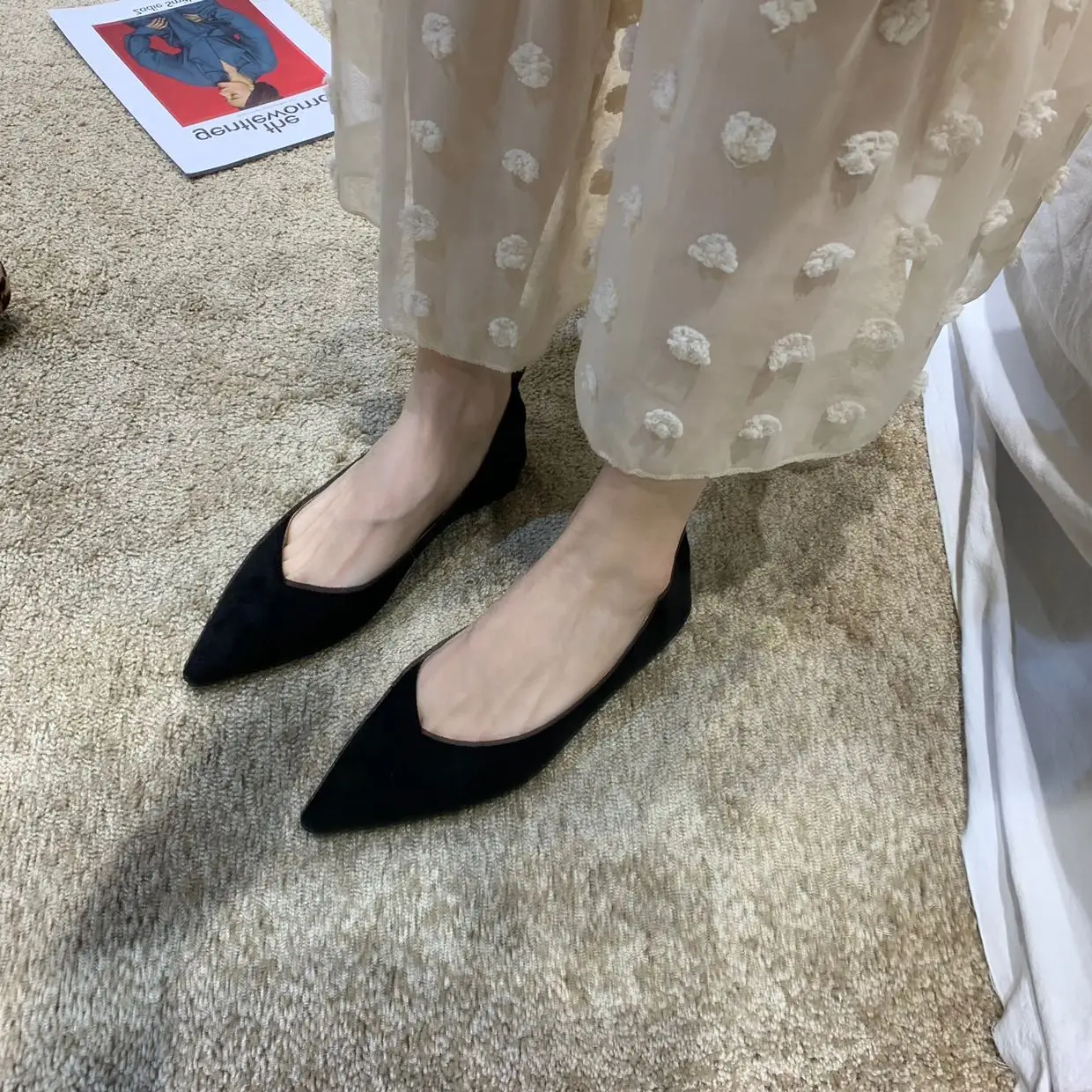 2022ผู้หญิง Pointed Toe ซอฟท์ตื้น Loafers แฟชั่นสำหรับผู้หญิง Ballet Flats Breathable หญิงบนแฟลตลื่นทำงานรองเท้าแฟชั่น