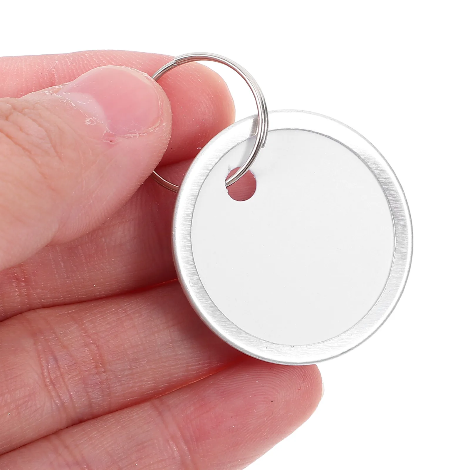 100Pcs White Metal Rim Key Tags Round Paper Keychain Labels with Split Versatile Writable Identification Tags for Keys