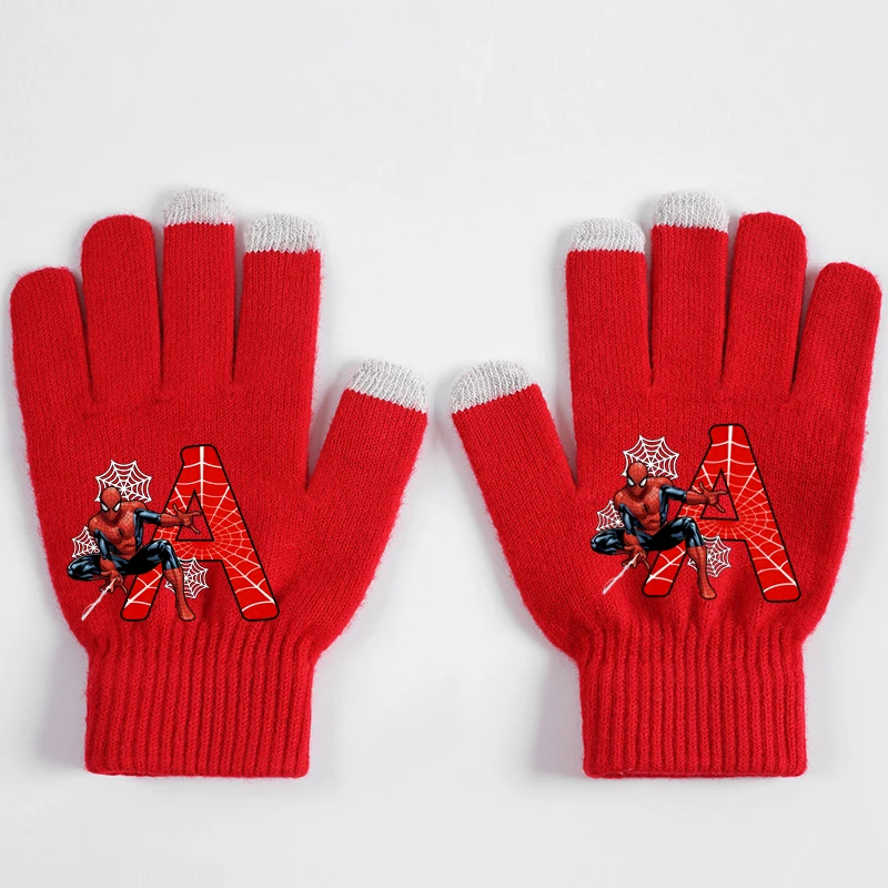 قفازات مارفيلز سبايدرمانز للأولاد 26 حرف A-Z قفازات أصابع مطبوعة كاواي قفازات شتوية عصرية للأطفال في الهواء الطلق ملحقات ركوب الدراجات هدية #2