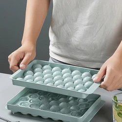 1Pc Silicone 3D Round Ice Cube Tray With Lid Plastic Stone Spherical Style Ice Mold DIY Mould Ice Ball Maker Kitchen Tools