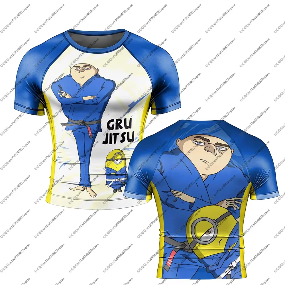 

Men Kid Children Party Fitness Casual Sports Tee Girls Top Gift Minions Cosplay Male Gym Brazilian Jiu-jitsu Rash Guard T Shirt
