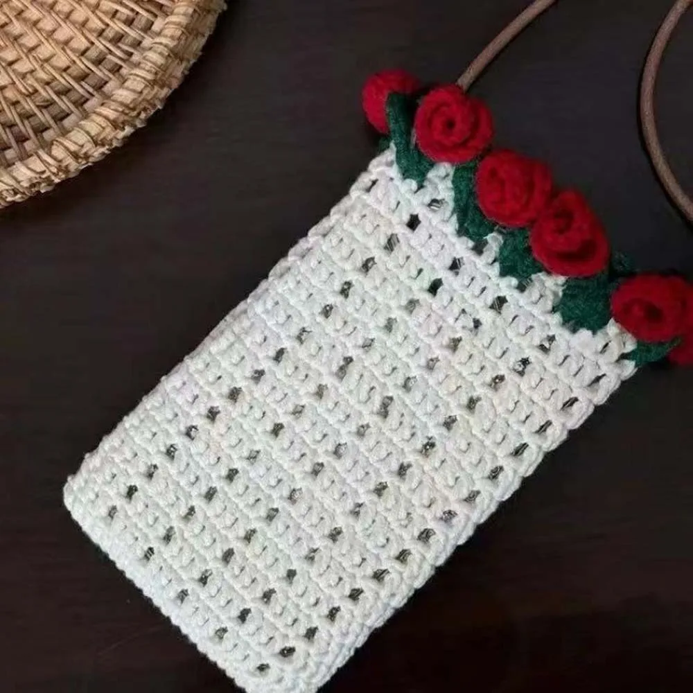 

Creative Bucket Pouch Material Kit Unfinished Soft Crocheted Bouquet Handbag Large Capacity Handmade Woven Craft