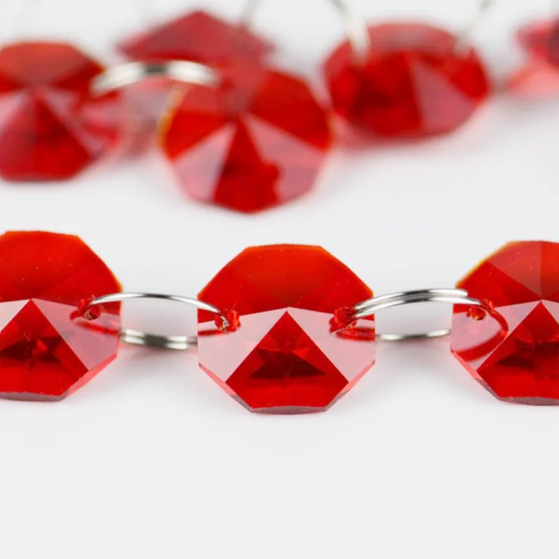 

14mm Crystal Glass Octagon Beads Chains 5m/50m Hanging Strand Garlands for Curtain Decor Home Wedding FengShui Decoration