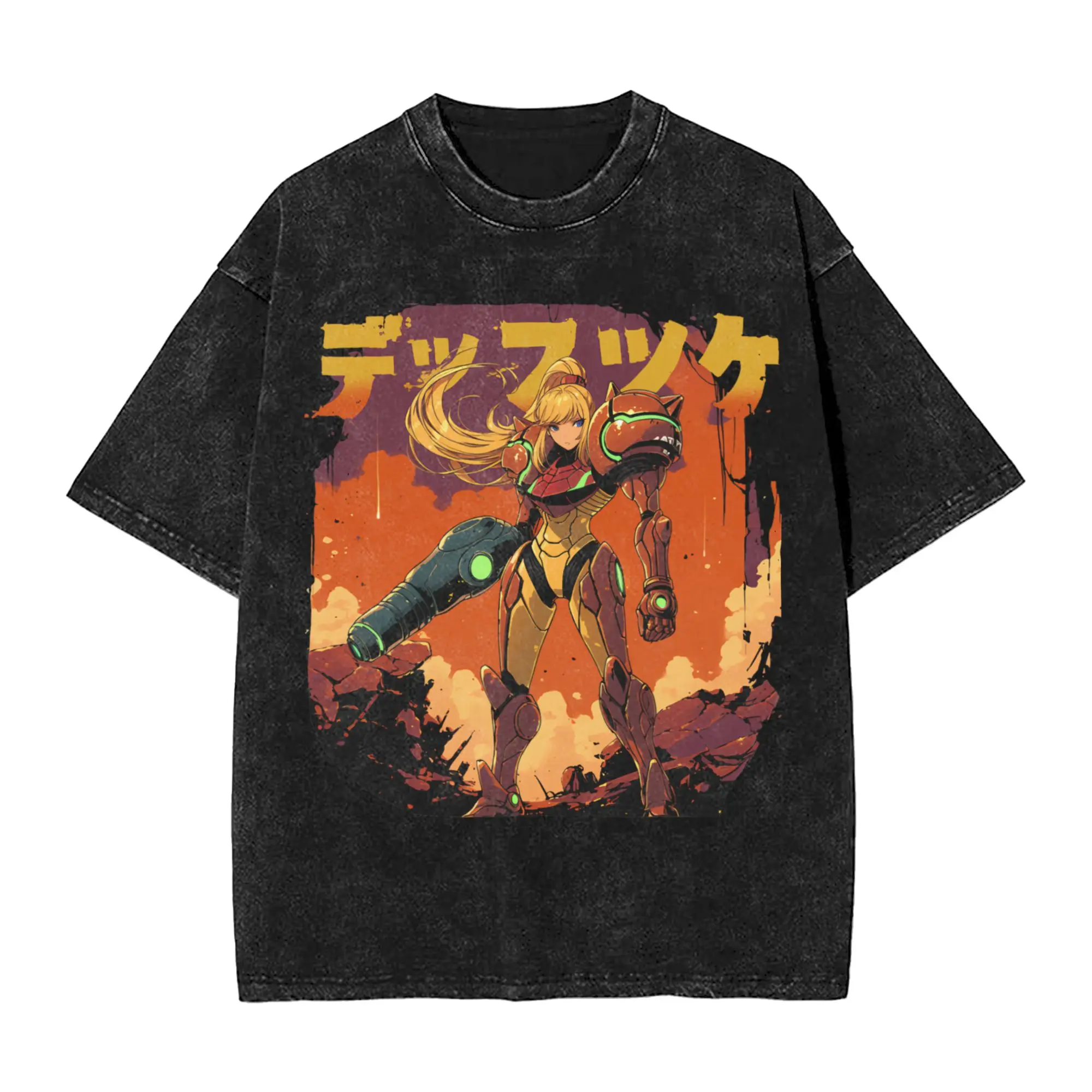 Metroids Hero Game Samus T-Shirts Men  Casual Pure Cotton Tees Round Neck Short Sleeve T Shirts Summer Clothes