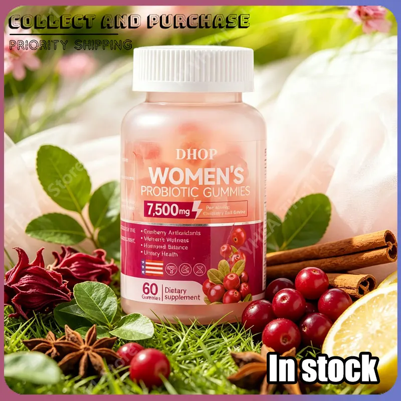 

Women's Probiotic Cranberry Antioxidant Gummies Urinary Health Support Dietary Supplement Hormonal Balance Care 60 Count