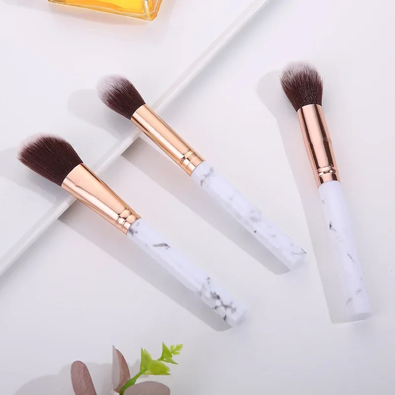 3 個大理石ペンメイクブラシパウダーファンデーションブラシソフトレッドハニーパウダー化粧品パウダー高光沢パウダーブラシツール