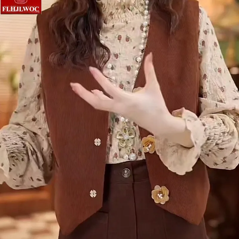 Водолазки, блузки, новогодние свидания для девочек, зима-весна, базовые рубашки, милый японский стиль, цветочный принт, винтажный топ в стиле ретро, Blusas