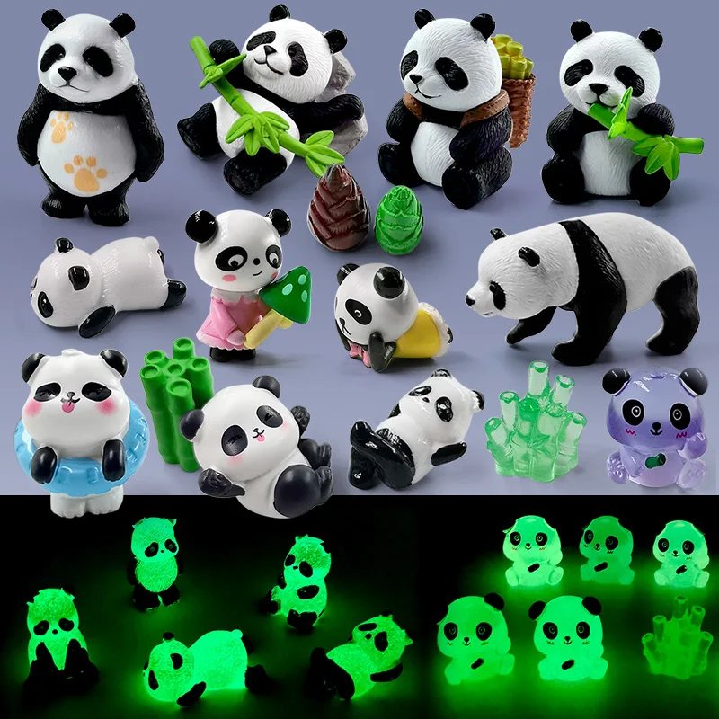 4Pcs New Panda Figurine Diy Home Kawaii Room Decor Miniature Fairy Garden Decoration Accessories Modern Children\'s Birthday Gift