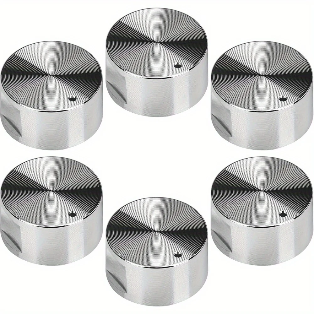 6PCS 41# Sun Pattern Aluminum Stove Knob, 6mm 0 Degree Shaft 30g Durable Metal Burner Control Knob, Non-slip Textured Handle Rep
