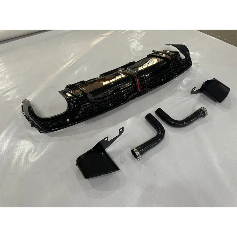 For  New Q7 Model Dual Outlet Rear Diffuser Lip + Exhaust Tips Full Black Sport Version Pp Material Hot Selling Car Accessories