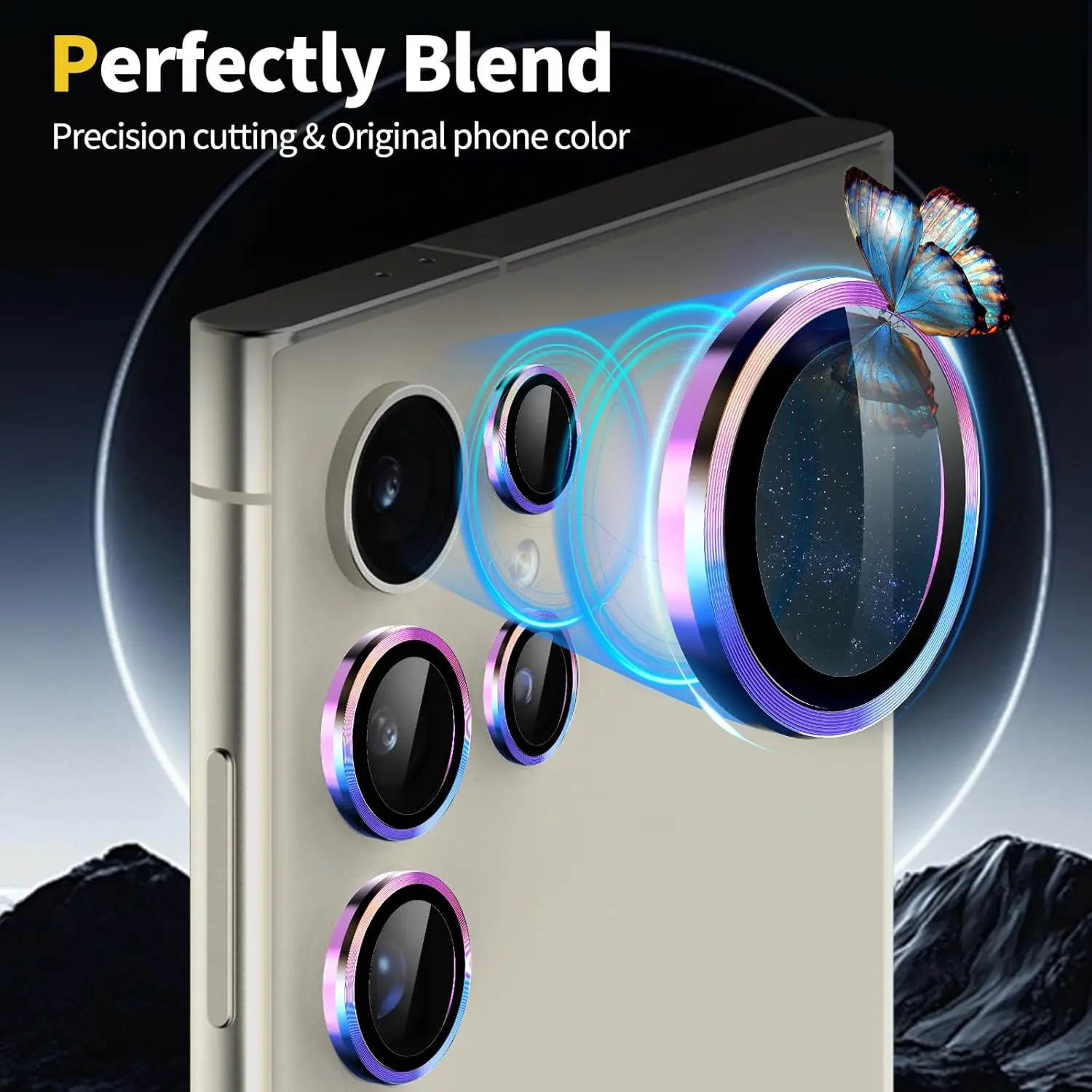 HD-Kameraobjektivschutz für Samsung Galaxy S25 Ultra S24UItra S23Plus, individueller Metallring, gehärtetes Glas, Displayschutz