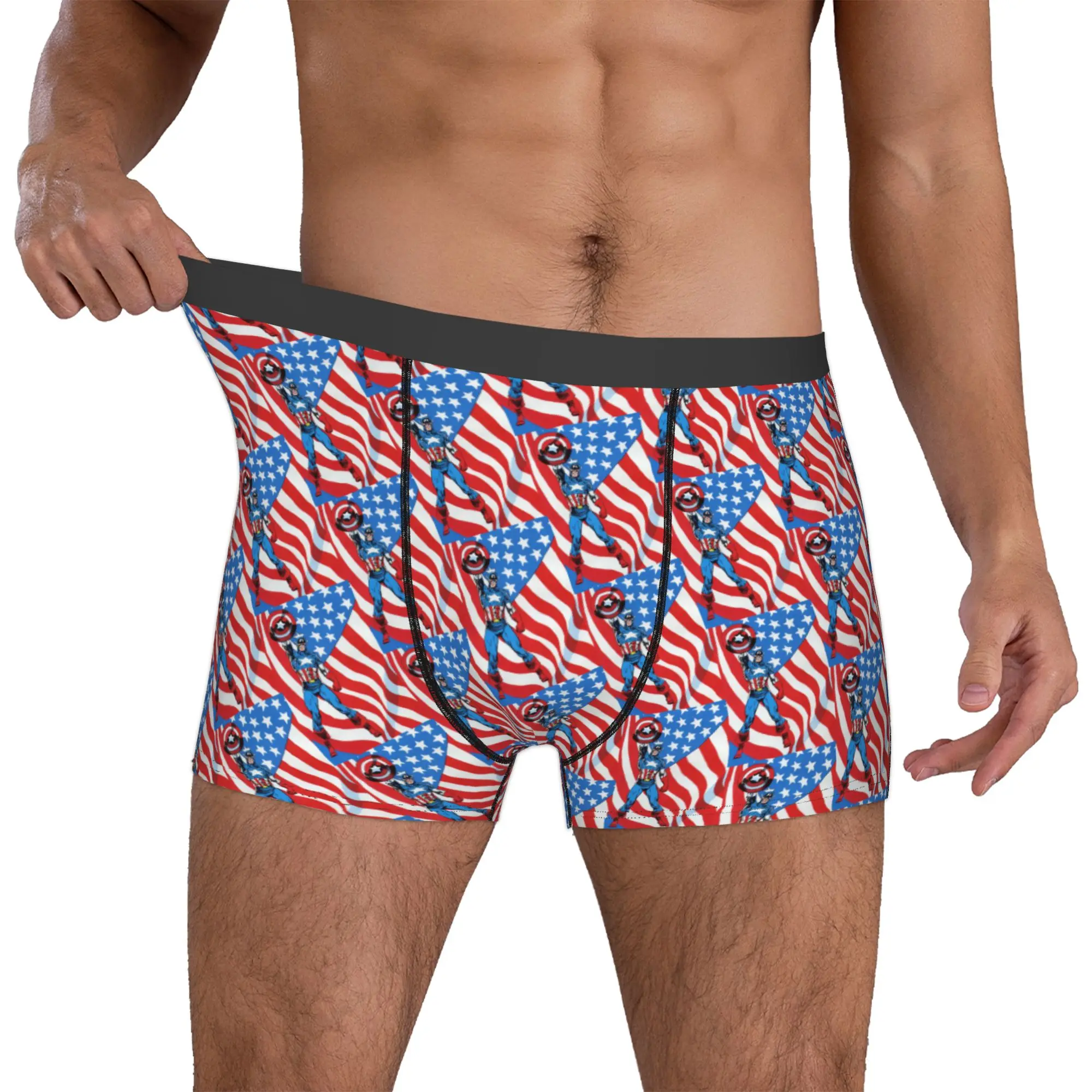 

Custom Captain Anime America Boxer Shorts For Homme 3D Print Underwear Panties Briefs Stretch Underpants