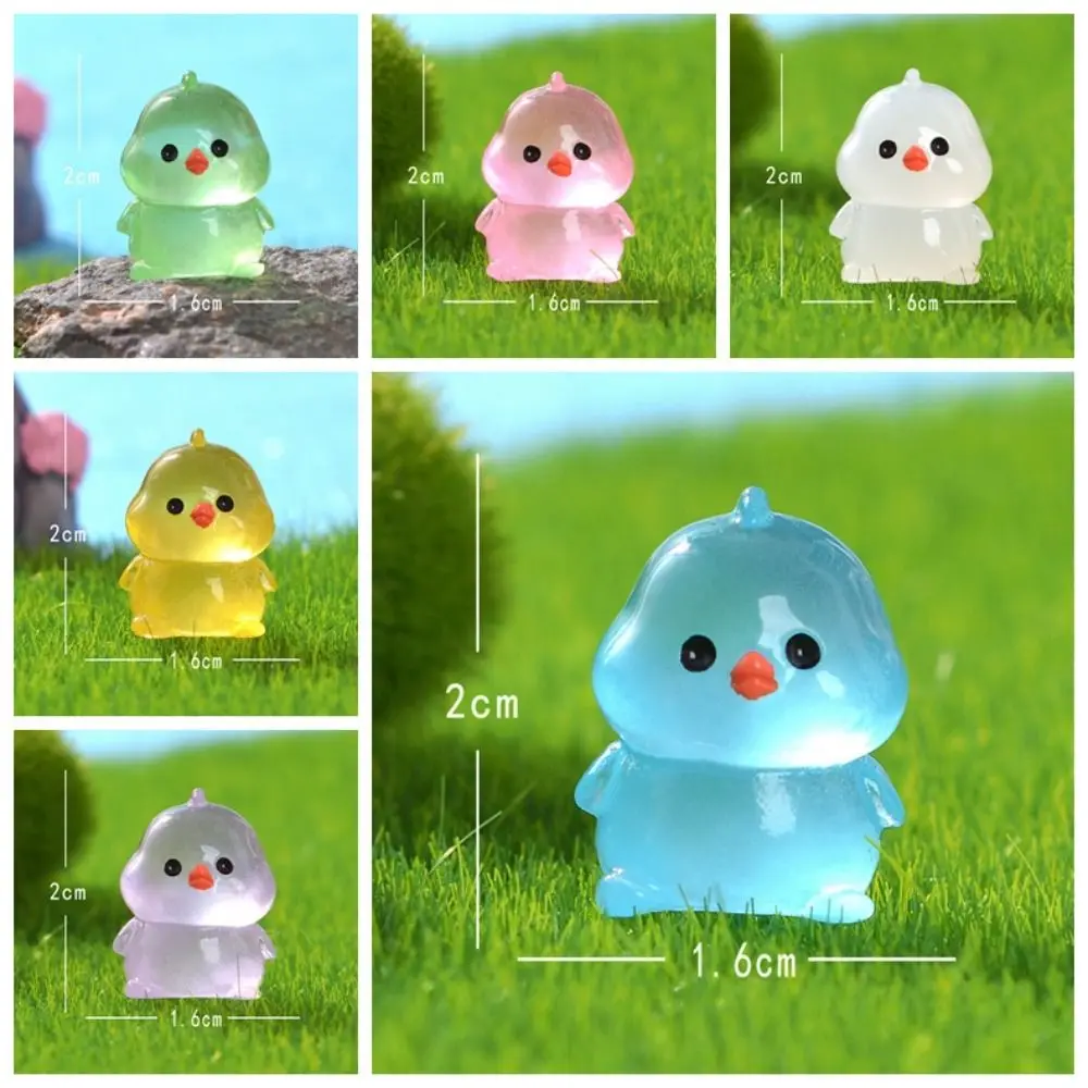 Cartoon Luminous Chick Figurines Resin Crafts Cute Chick Figurines Miniatures DIY Glow in Dark Mini Chick Statue