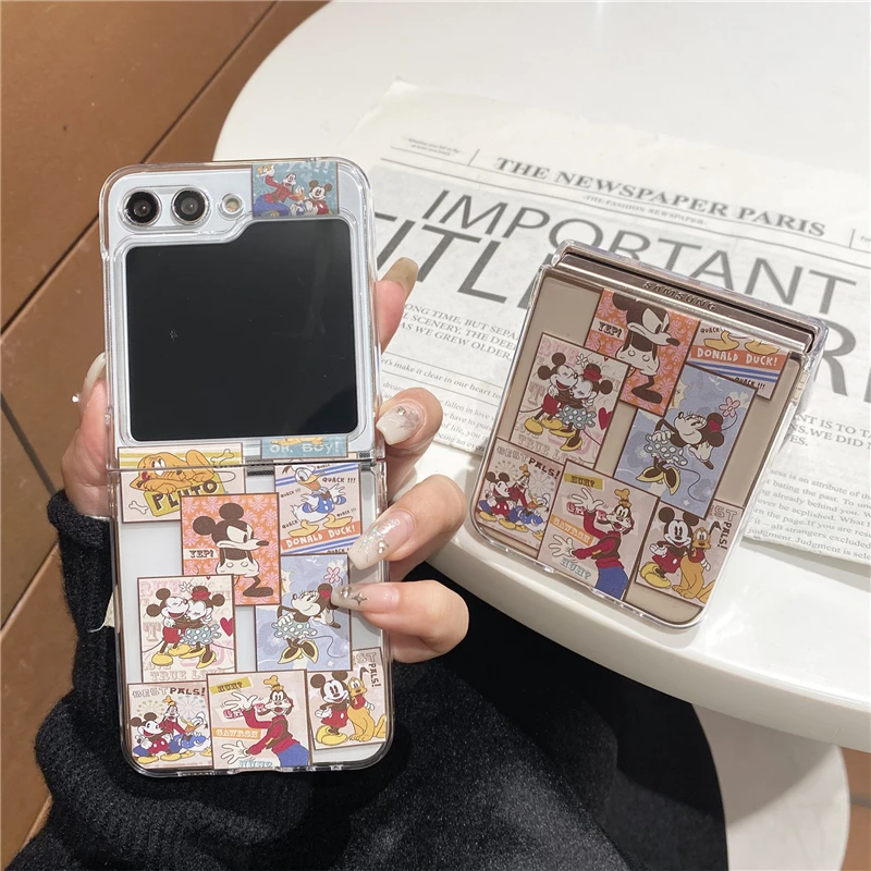 Anime Disney Friends Minnie Mickey Mouse Korean Style For Samsung Galaxy Z Flip 3 4 5 6 Cover Phone Case Gift