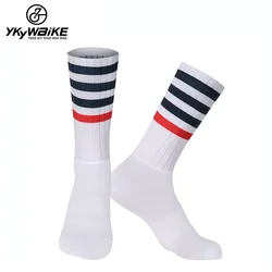 YKYWBIKE Chaussettes Aero Whiteline en silicone coordonnantes pour hommes chaussettes de cyclisme chaussettes de sport de vélo chaussettes de course à pied