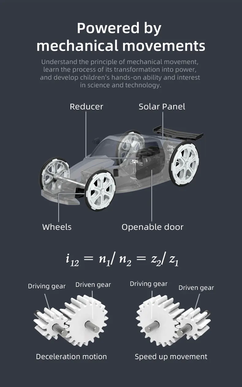 Brinquedo de carro esportivo movido a energia solar para crianças - Coleção educacional de painéis solares DIY Kit de montagem solar - Eco-Friendly movido a energia solar V