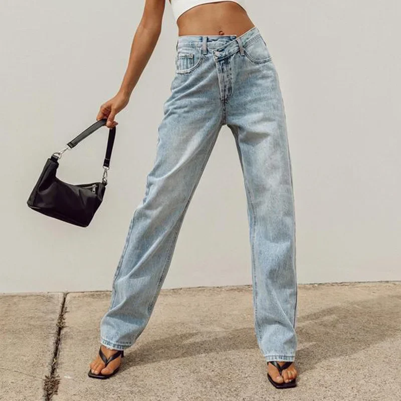 Meqeiss New Casual Fashion Streetwear Blue Wide Leg High Waist Jeans Women 2024 Harajuku Boyfriend Long Bottom Jeans Loose Pants