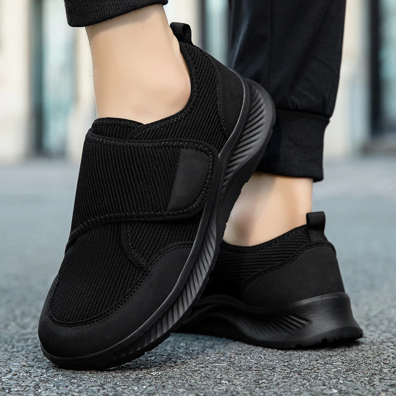 Atmungsaktive Netz‑Freizeitschuhe für Herren mit breiter Zehenkappe, verstellbarer Klettverschluss, leichte stoßdämpfende Sohle, orthopädische Schuhe für Senioren, Hallux Valgus, geschwollene Füße und diabetische Füße – Detail 13