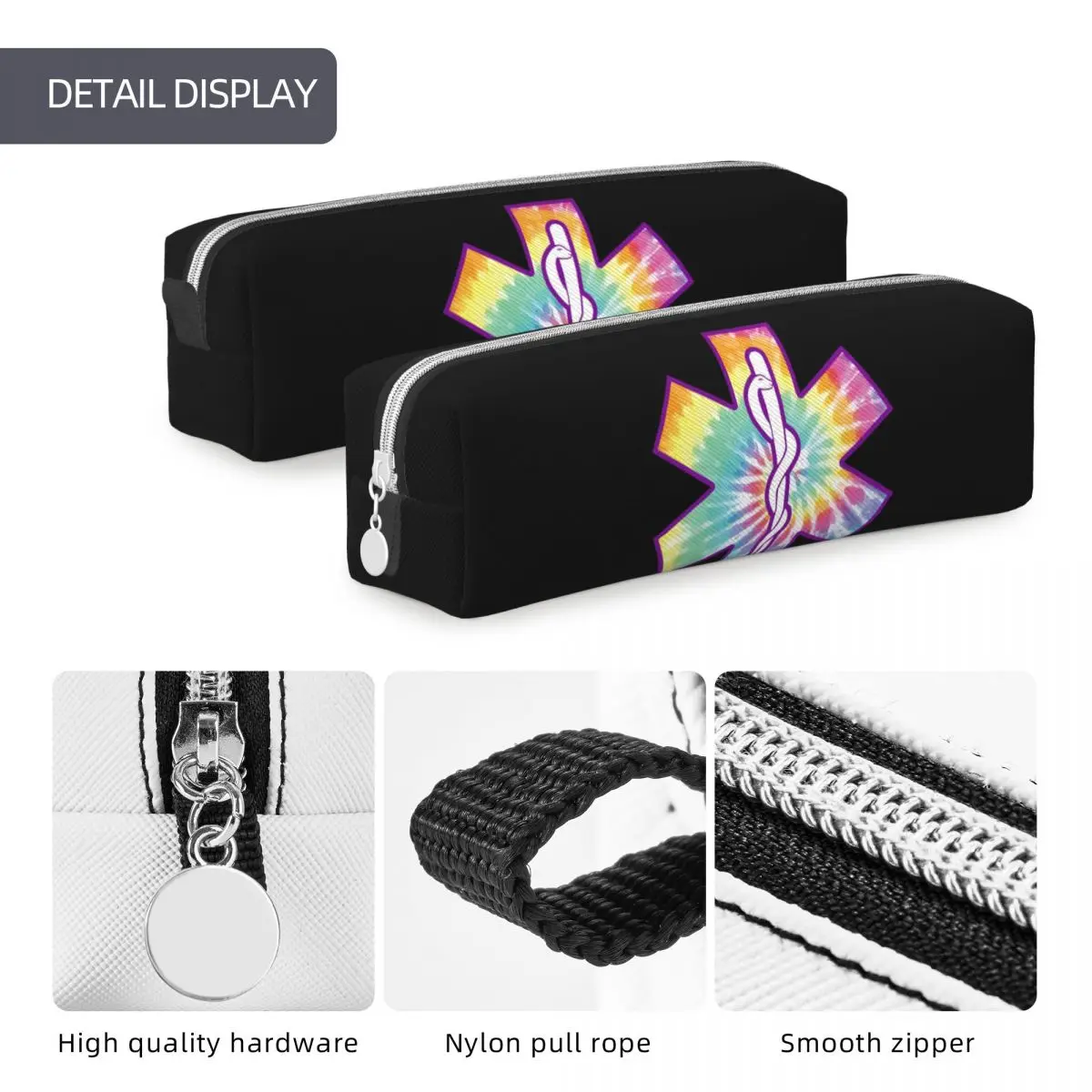 EMT المسعف نجمة الحياة EMS الملونة التعادل صبغ مقلمة أكياس القلم صندوق القلم للبنين بنات مكتب قلم رصاص الحقيبة حقيبة مستحضرات التجميل #6