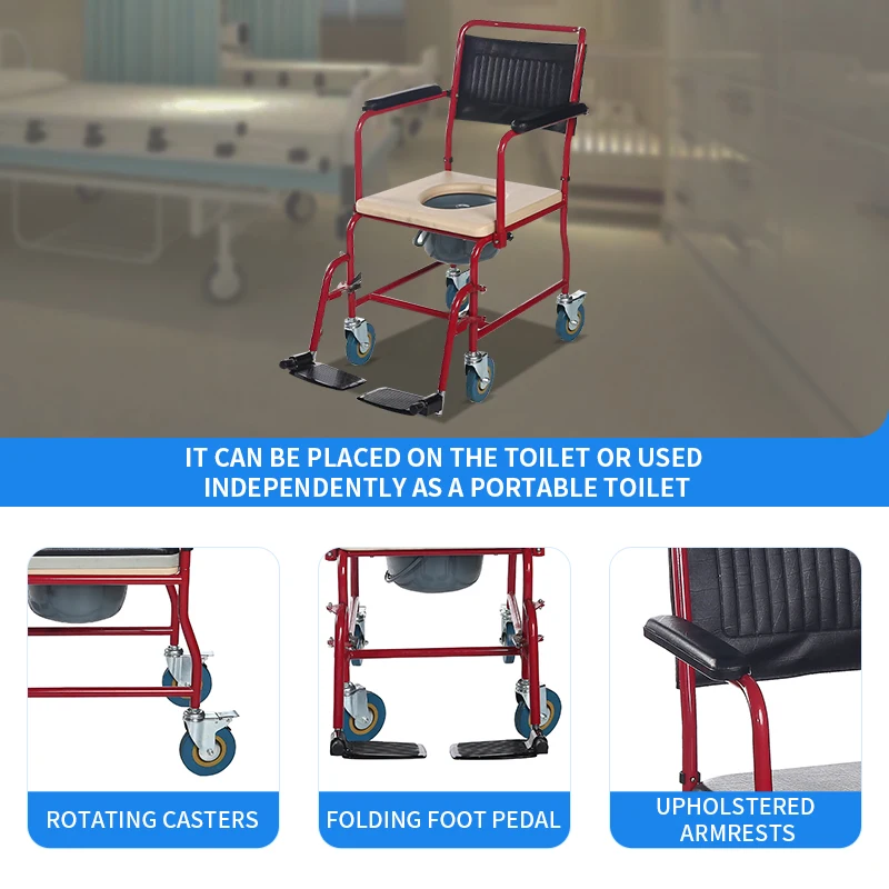 Adjustable Bathroom Safety Commode Chair, Rehabilitation Therapy Supplies, High-quality, Durable, Portable, Elderly Disabled Aid