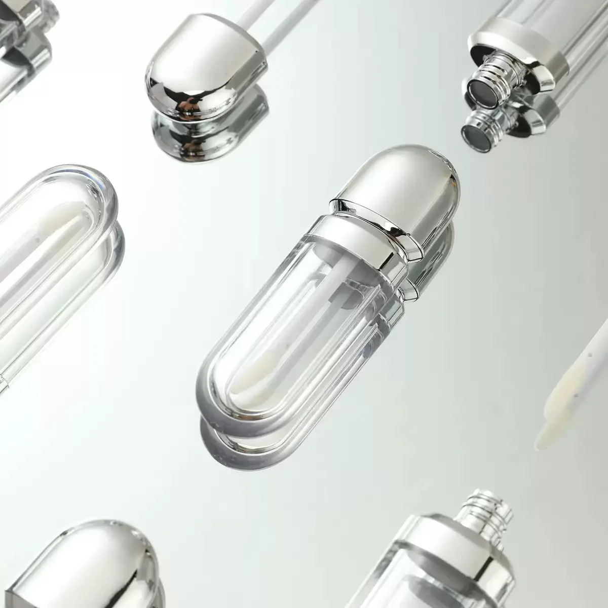 50 ชิ้นคุณภาพสูงรูปไข่ 8 มิลลิลิตรสไลเวอร์ลิปกลอสขวดหลอดเปล่าลิปทินท์หลอดลิควิดลิปสติกภาชนะบรรจุพลาสติกบรรจุภัณฑ์