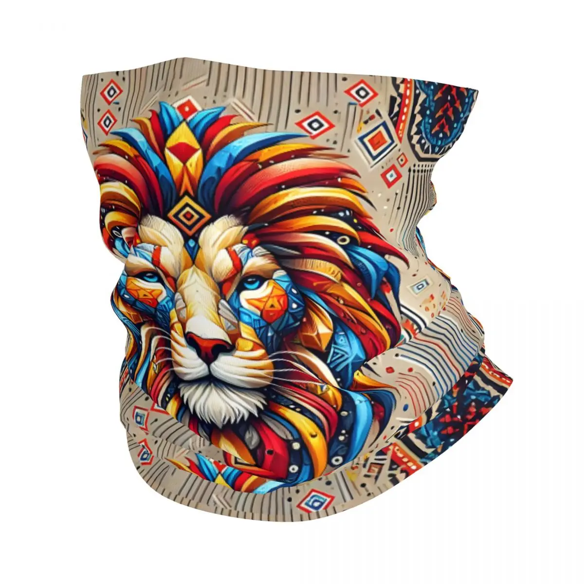 Lion Mandala Bandana Neck White Scarf Multi-use Headwear Fishing Unisex Adult Winter