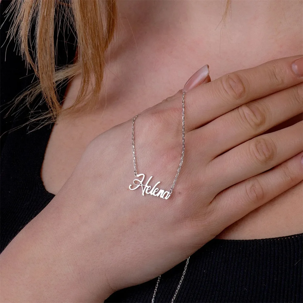 Custom Name Necklaces for Women Stainless Steel Handwritten Signature Nameplate Pendant Gold Choker Femme Personalize Jewelry