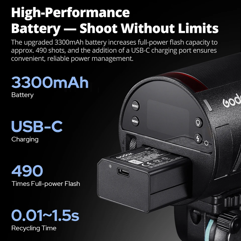 Godox 2 version AD100PROII AD200PROII AD300PROII AD400PROII AD600PRO II Flash TTL Flash for Nikon Canon Sony Fuji Olympus
