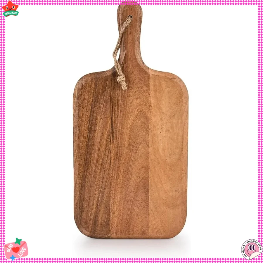 Разделочная доска из акации для мяса, сыра, хлеба, овощей и фруктов с ручками (15 x 7 дюймов)