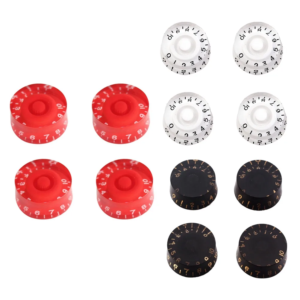 4Pcs Guitar Volume and Tone Control Knobs Premium Plastic Large Round Rotary Replacement for Style Electric Guitar Red