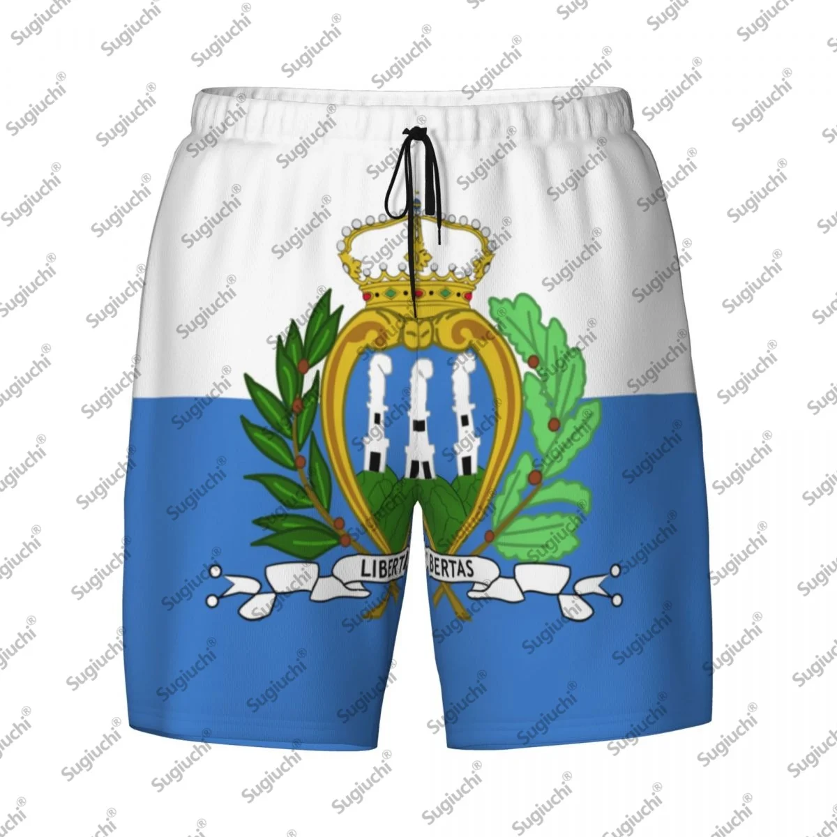 

2025 San Marino Flag Top Print 3D Мужские плавки Гавайский купальный пляж 2 в 1, быстросохнущие летние шорты для плавания с карманами