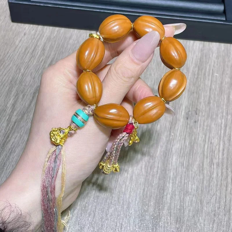 

Оливковый яма, скрученный вручную кожаный браслет Tianyuan с акулой на спине, простой браслет из бисера