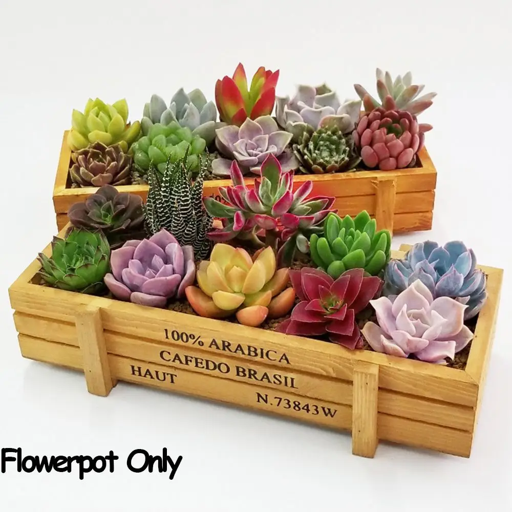 1 PC Tools Garden Decor Trough Rectangle Vase Wood Flowerpot Succulent Boxes Vintage Crates #3