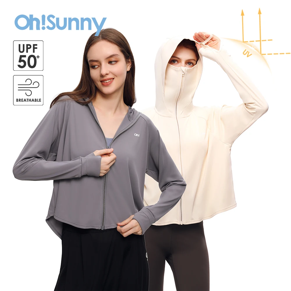 

OhSunny Sunscreen Jackets Women Outdoor Casual UV Protection Clothing UPF50+ Hoodie Breathable Coats for Camping Cycling