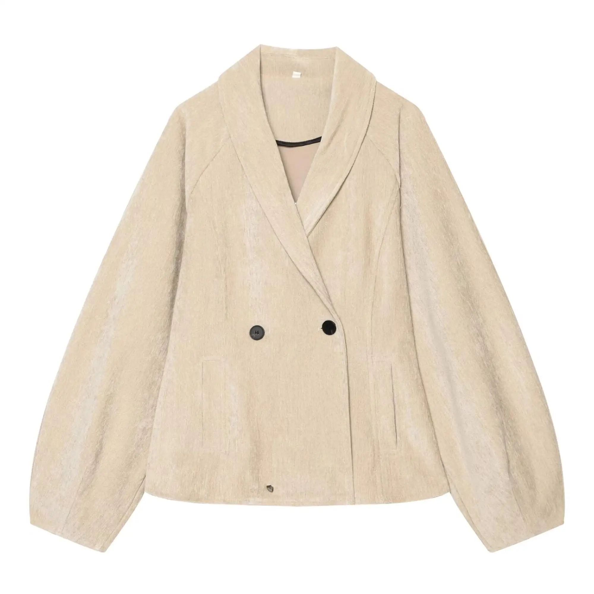 TFMLN Damen Freizeitjacken, zweireihig, langärmelig, schlichter Business-Anzug, eleganter Retro-Kurzmantel für Damen – Detail 9