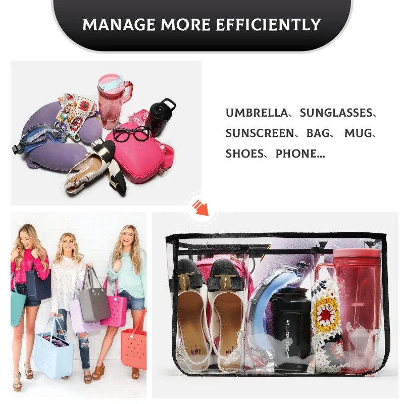 Clear Beach Beach Bag Accessories XL Large Waterproof Storage Inner Bag Transparent Insert Divider Liner Sundries Organization