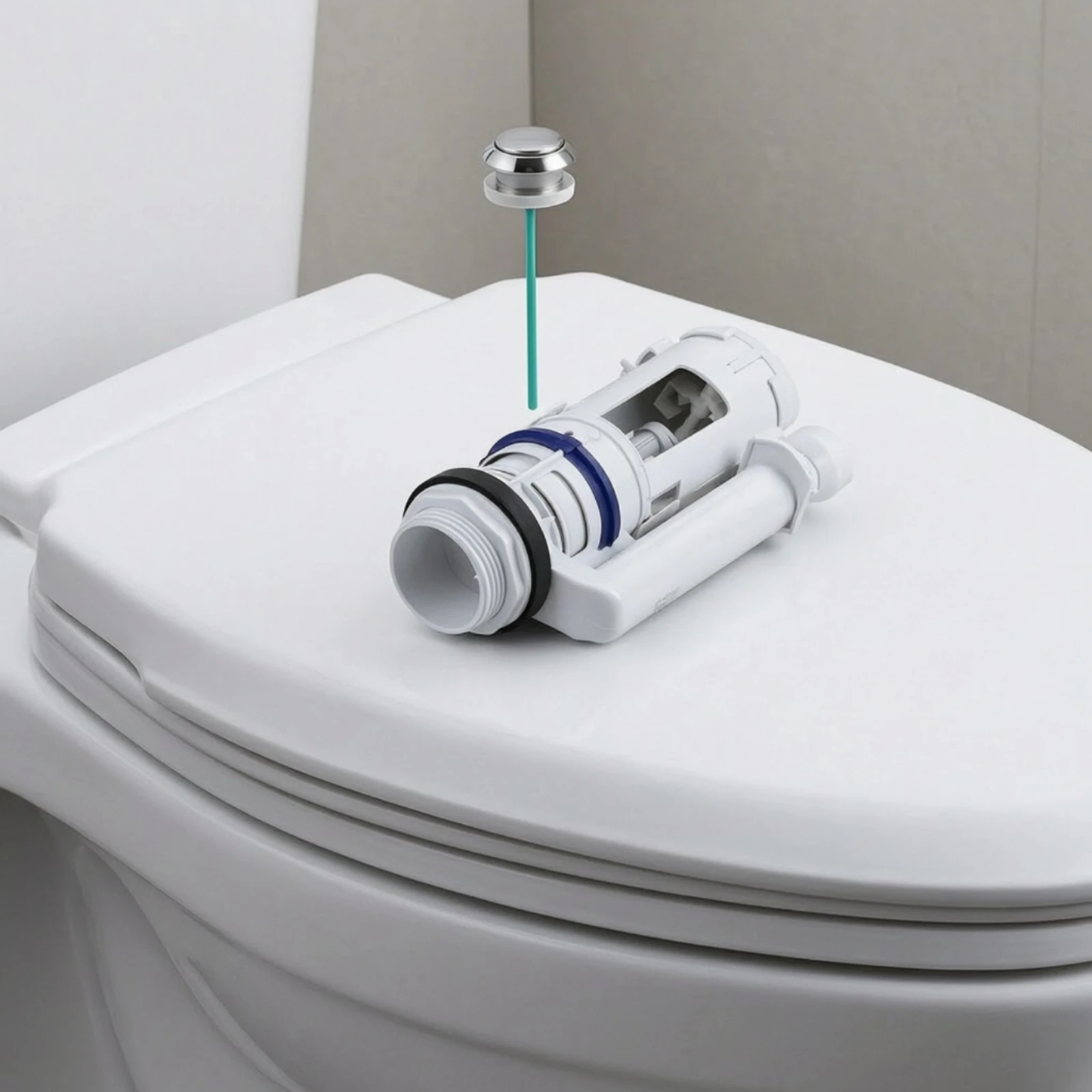 Toilet Flush Valve with Push Button Adjustable Toilet Tank Flush Valve Hardware Easy to Install Corrosion-Resistant
