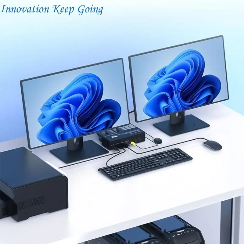 E65C Displayport KVM Switcher Mouse Keyboards Sharing Switcher8K60Hz/4K120Hz Double Monitors Support DisplayPort Interfaces