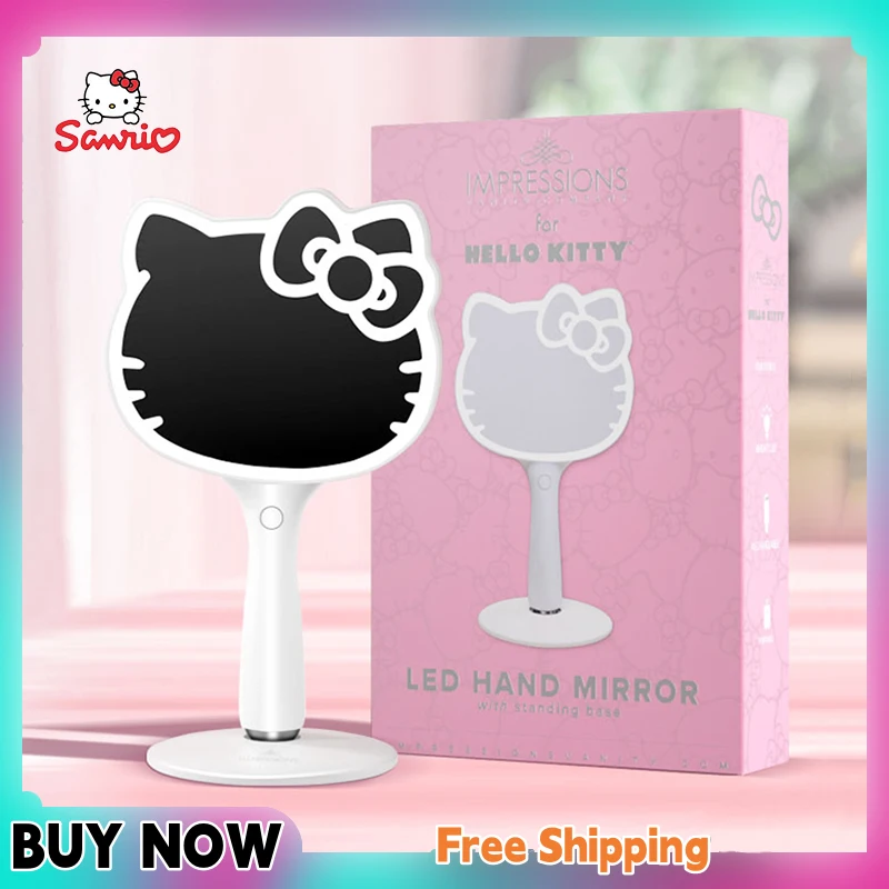 

Genuine Sanrio Hello Kitty Kawaii Led Handheld Portable Vanity Mirror Cartoon Rechargeable Desktop Makeup Beauty Mirror Gifts