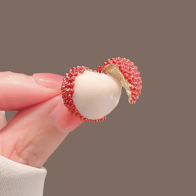 Cute Lychee Fruit Brooches Alloy Pins Summer Fashion Jewelry For Women Unisex Party Daily Clothing Decorations Accessories