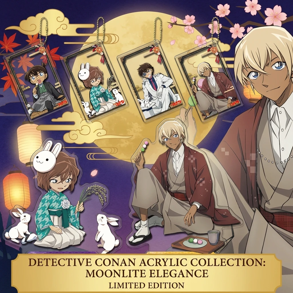 

Набор из трех предметов «Детектив Конан»: акриловая подставка, брелок с цепочкой из бусин 7,5 см, значок с двойным блеском, аниме-мерч, милый дизайн