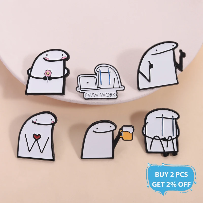 Funny Spanish Characters Flork Enamel Pins Cartoon Comics Figures Brooches Lapel Badge Fashion Jewelry Gifts for Friends