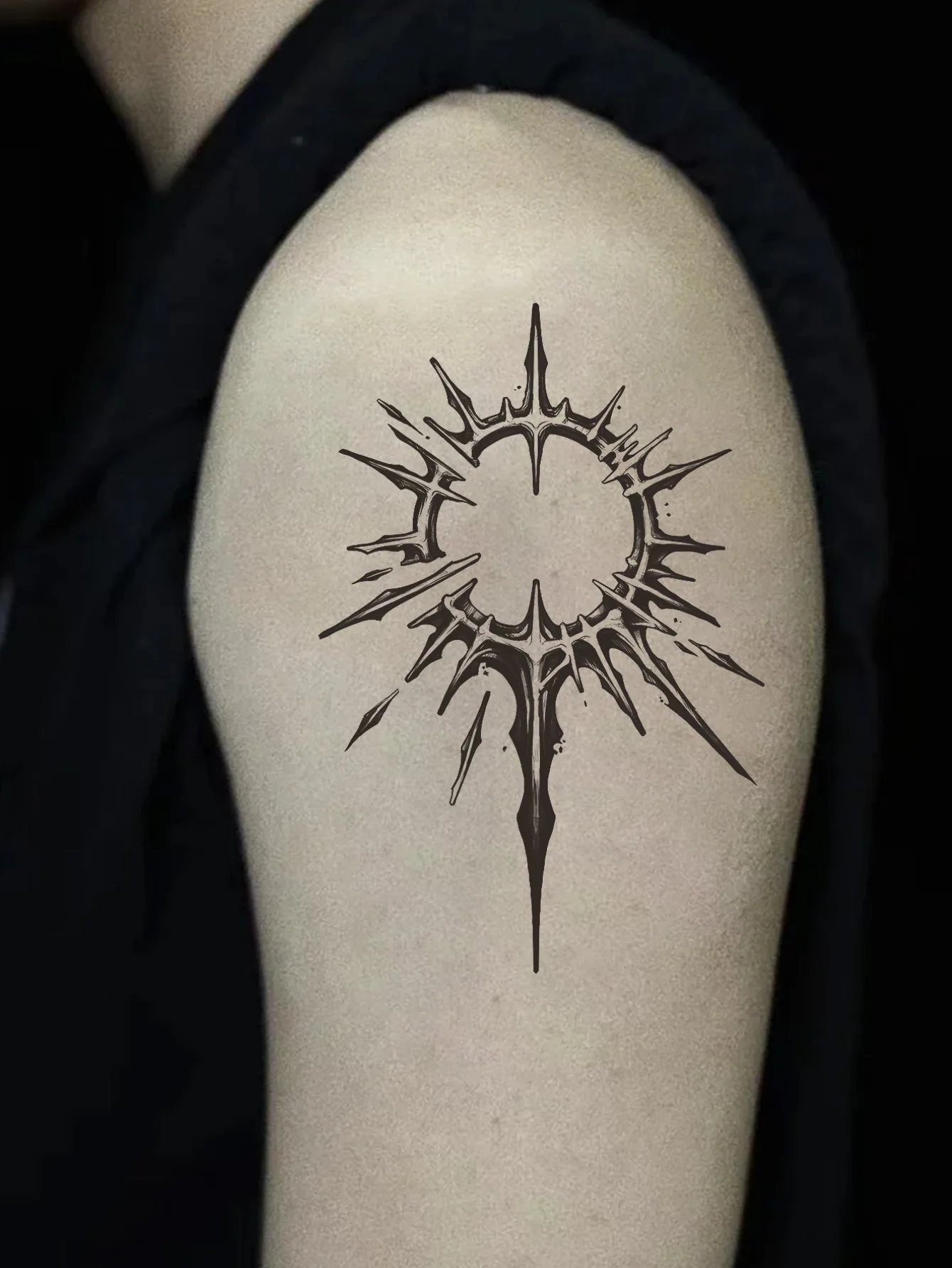 Halo Chest and Arm Waterproof Temporary Tattoo Sticker, Lasts 1-2 Weeks, Realistic Semi-Permanent Fake Tattoo