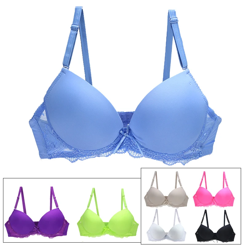 

2022 New Plus Size Lace Bras For Women Sexy Lingerie Super Push Up Brassiere Young Girl Deep V BCDE Cup Underwear Bralette