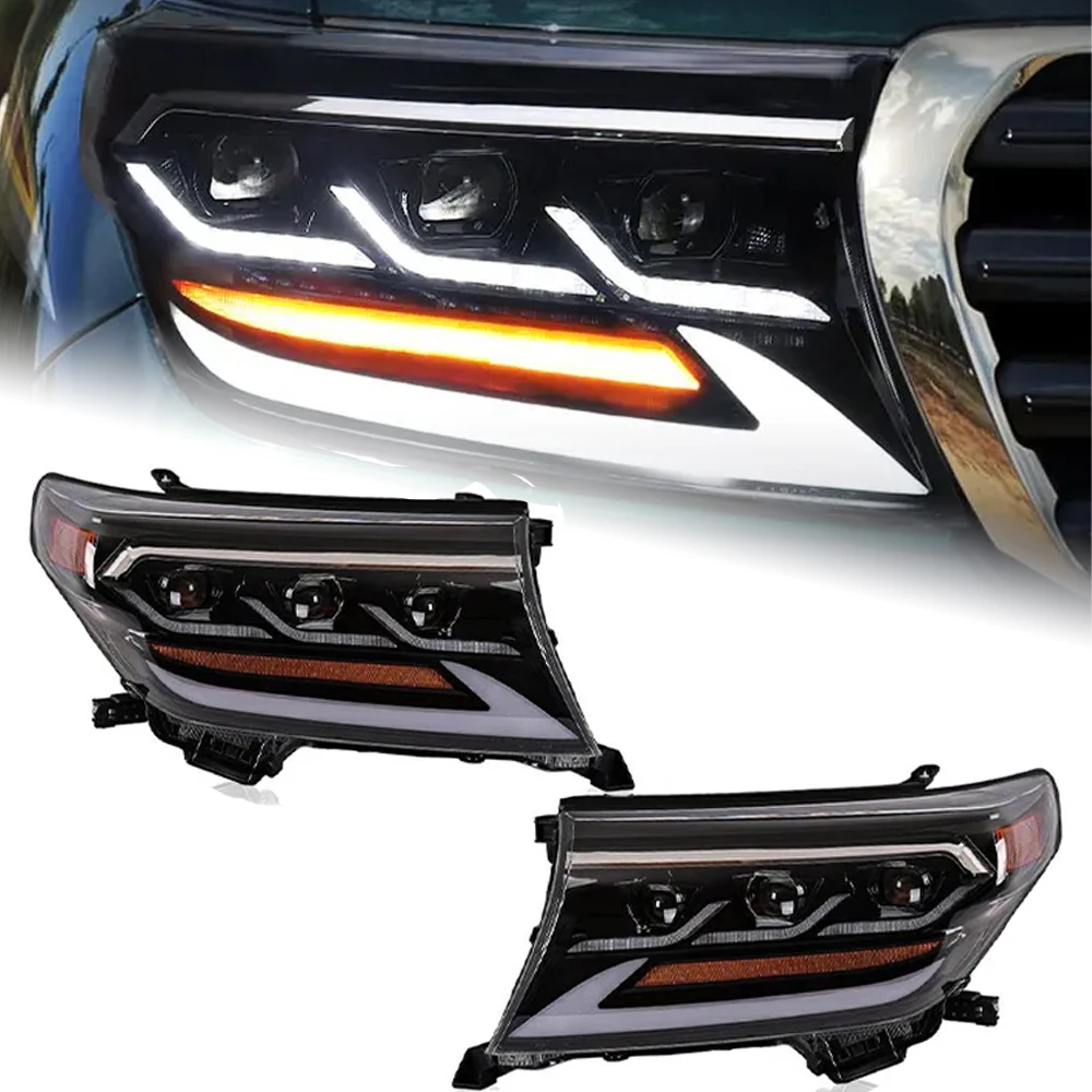 AKD Car Styling Head Lamp for Toyota Land Cruiser LC200  2008-2015 DRL Head Lamp FJ200 Turn Signal Full LED Auto Accessories